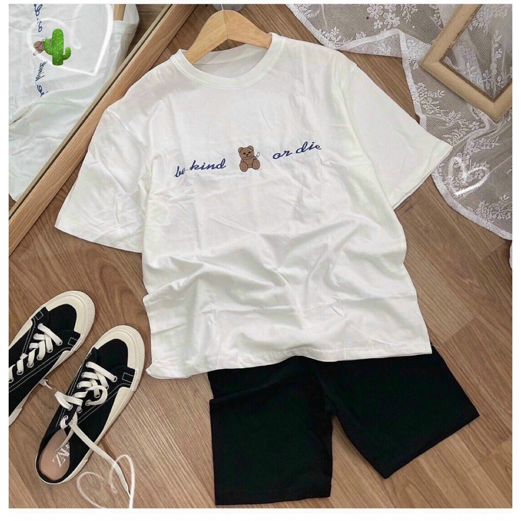 sét bộ đùi áo gấu fom rộng phối quần ngố lửng