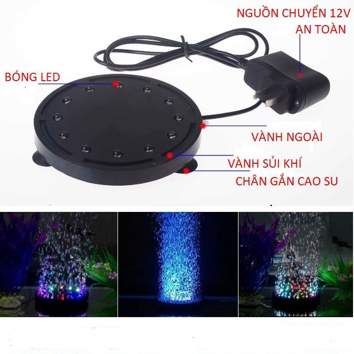 Máy sủi oxy bể cá , máy tạo bọt bể cá cảnh có đèn led nháy 7 màu siêu đẹp