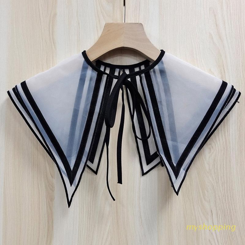 Khăn Choàng Cổ Giả Hai Lớp Thêu Họa Tiết Màu Sắc Tương Phản Thời Trang Cho Nữ Sinh