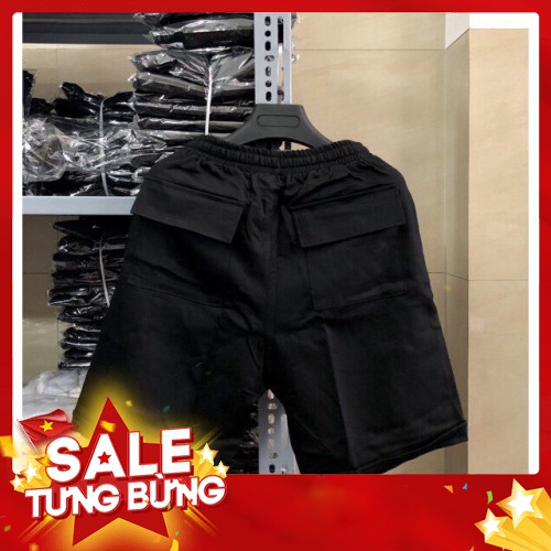 Quần short đùi kaki paint màu đen trơn unisex dáng ngắn ống suông cá tính - Hàng nhập khẩu