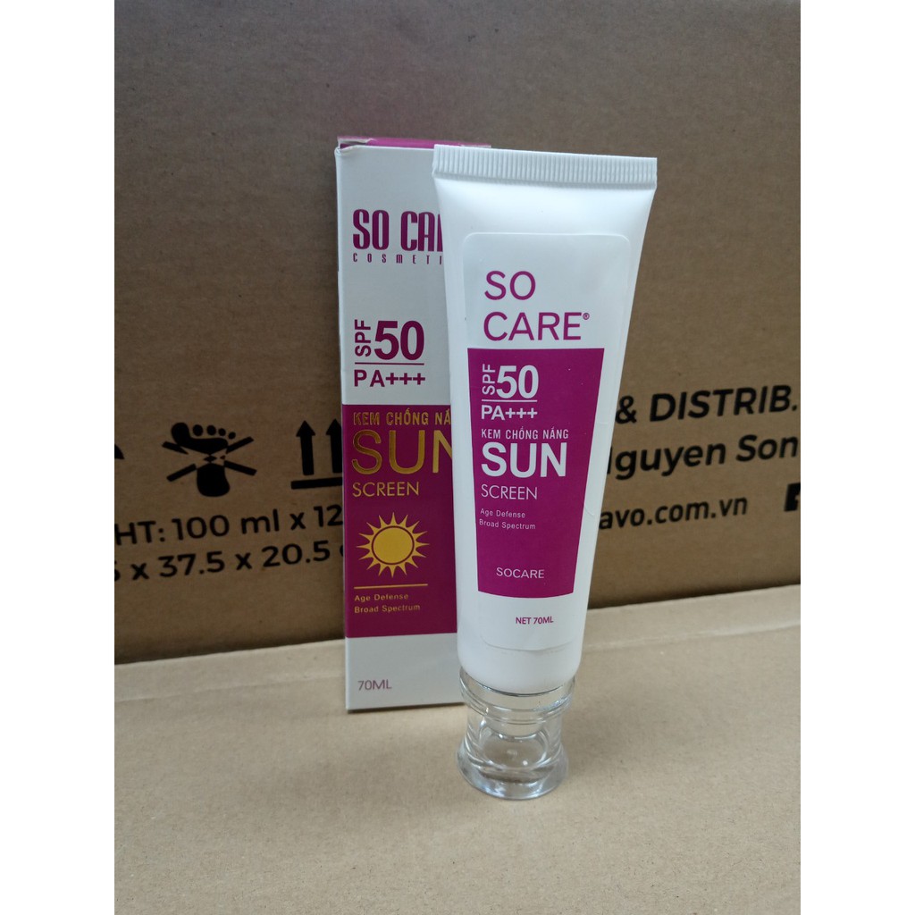 Kem chống nắng SO CARE SPF 50 pa 70 ml cung cấp dưỡng chất ,lớp lót nâng tông