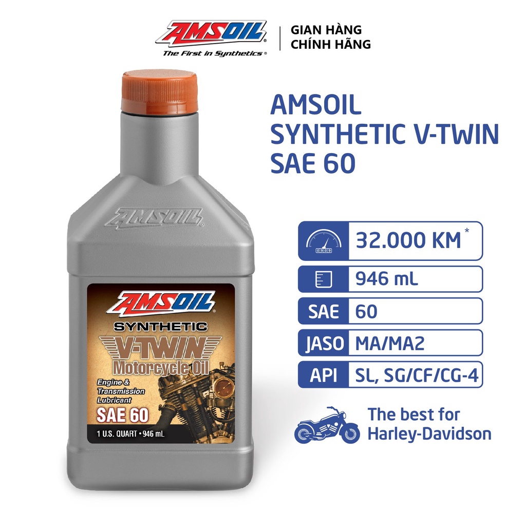 Nhớt Amsoil V-TWIN Tổng hợp SAE 60 946ml