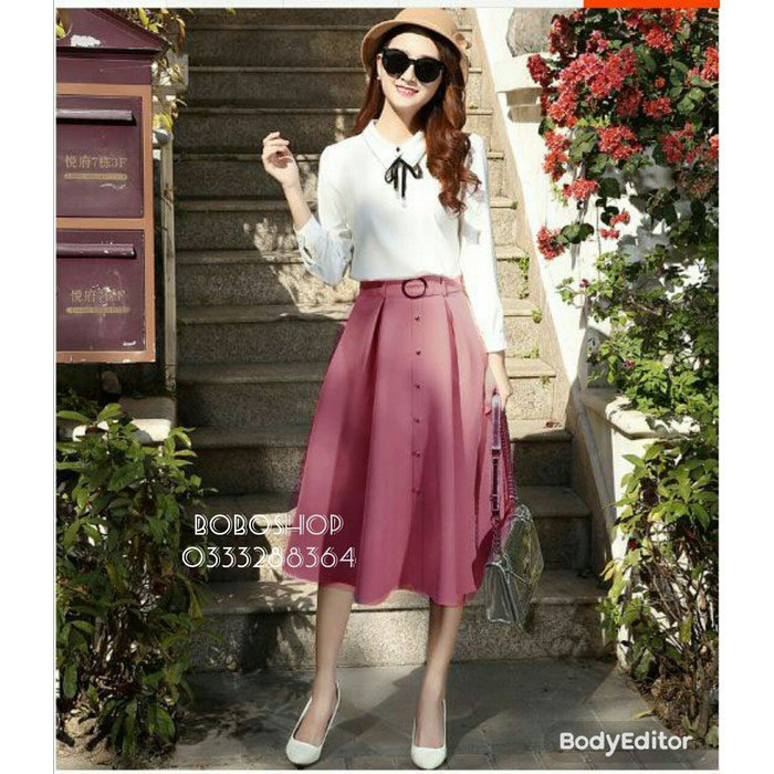 Chân Váy Nữ ❣️𝑭𝒓𝒆𝒆𝒔𝒉𝒊𝒑❣️ Chân váy xep ly kèm belt nana xinh xắn Hàng thiết kế phom chuẩn đẹp