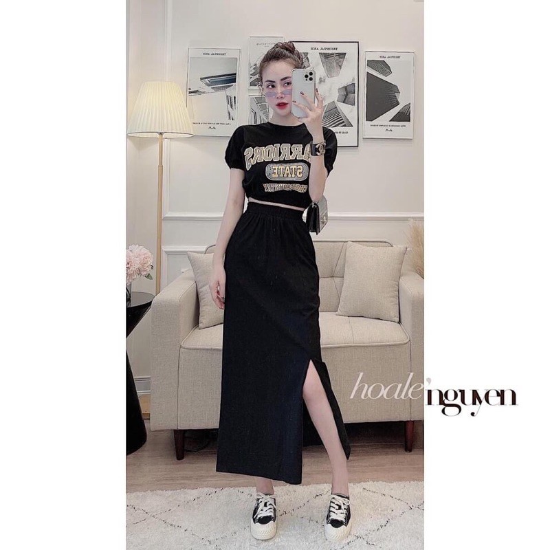 Set áo CROTOP chữ mix chân váy | BigBuy360 - bigbuy360.vn