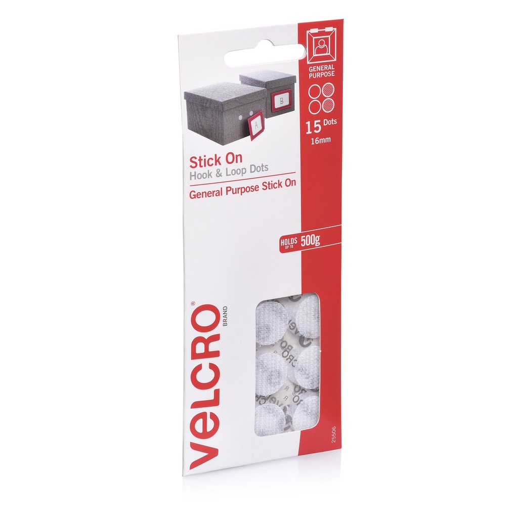 15 Cặp Băng Gai Dính Có Keo Dạng Tròn Stick On của VELCRO (25506) - Kích Thước 1.6cm