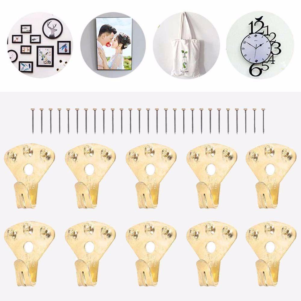 AROMA Set 10 Móc Treo Khung Ảnh Kèm 30 Đinh Vít Gắn Tường Đa Năng