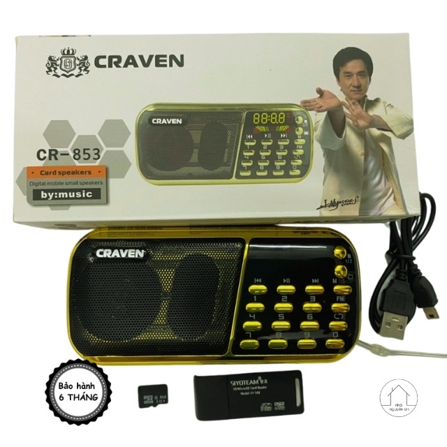 Loa mini nghe nhạc nghe tiếng anh nghe kinh phật thẻ nhớ usb fm craven 3 pin CR 853