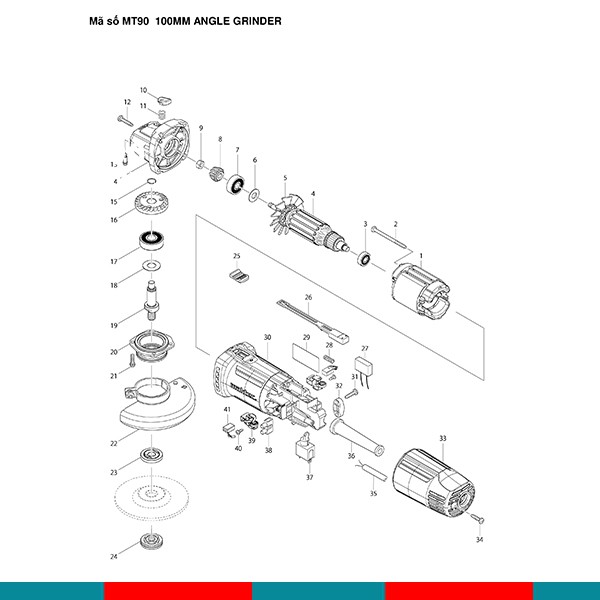 Máy mài góc Maktec MT90 (100MM - 540W), Công tắc an toàn 2 thao tác | Makita chính hãng