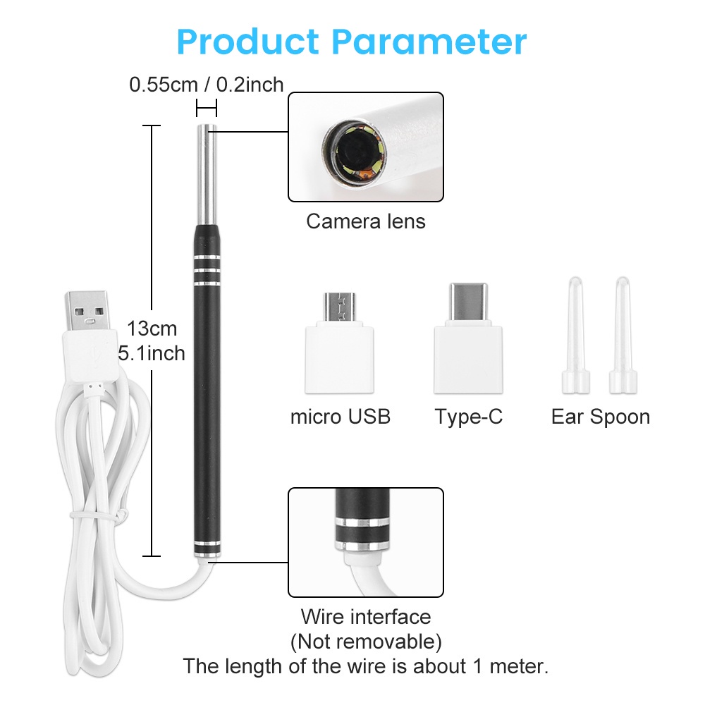 Bộ Dụng Cụ Lấy Ráy Tai Thông Minh Có Camera Tiện Lợi