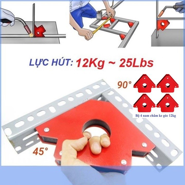 Ke góc nam châm 25LBS lực hút 12 kg hàn góc 45°,90°,135°