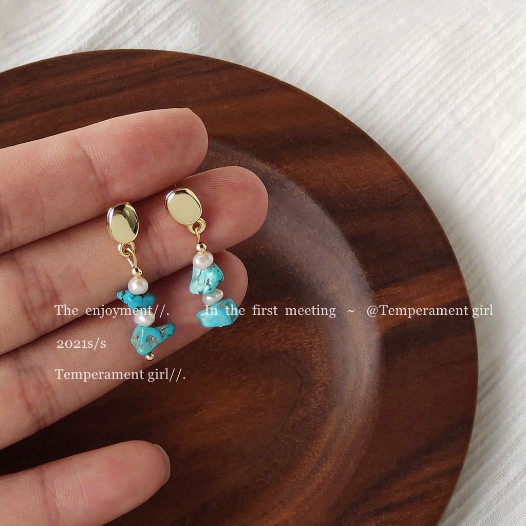 Nổi bật bông tai đá xanh ngọc đặc mix ngọc A972 mạ 925 cao cấp