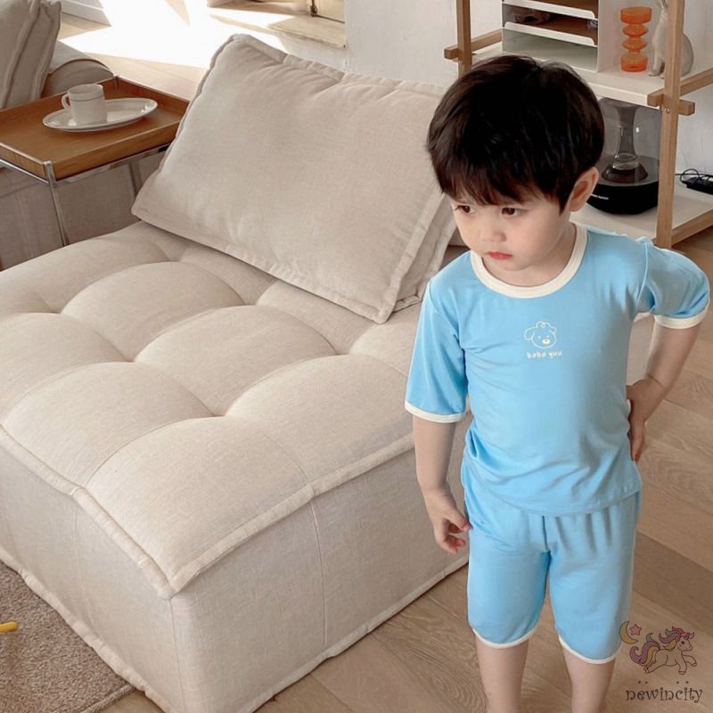 Set Áo Thun Tay Ngắn Màu Sắc Tương Phản + Quần Short Thời Trang Mùa Hè Phong Cách Hàn Quốc Cho Bé