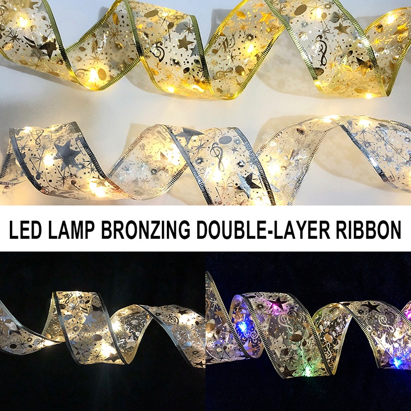 Dây Ruy Băng Đôi Gắn Đèn LED Trang Trí Giáng Sinh