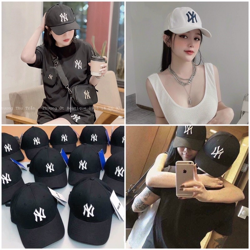Mũ Nón lưỡi trai thêu chữ NY LOGO trắng - Mũ Nón siêu đẹp siêu cá tính