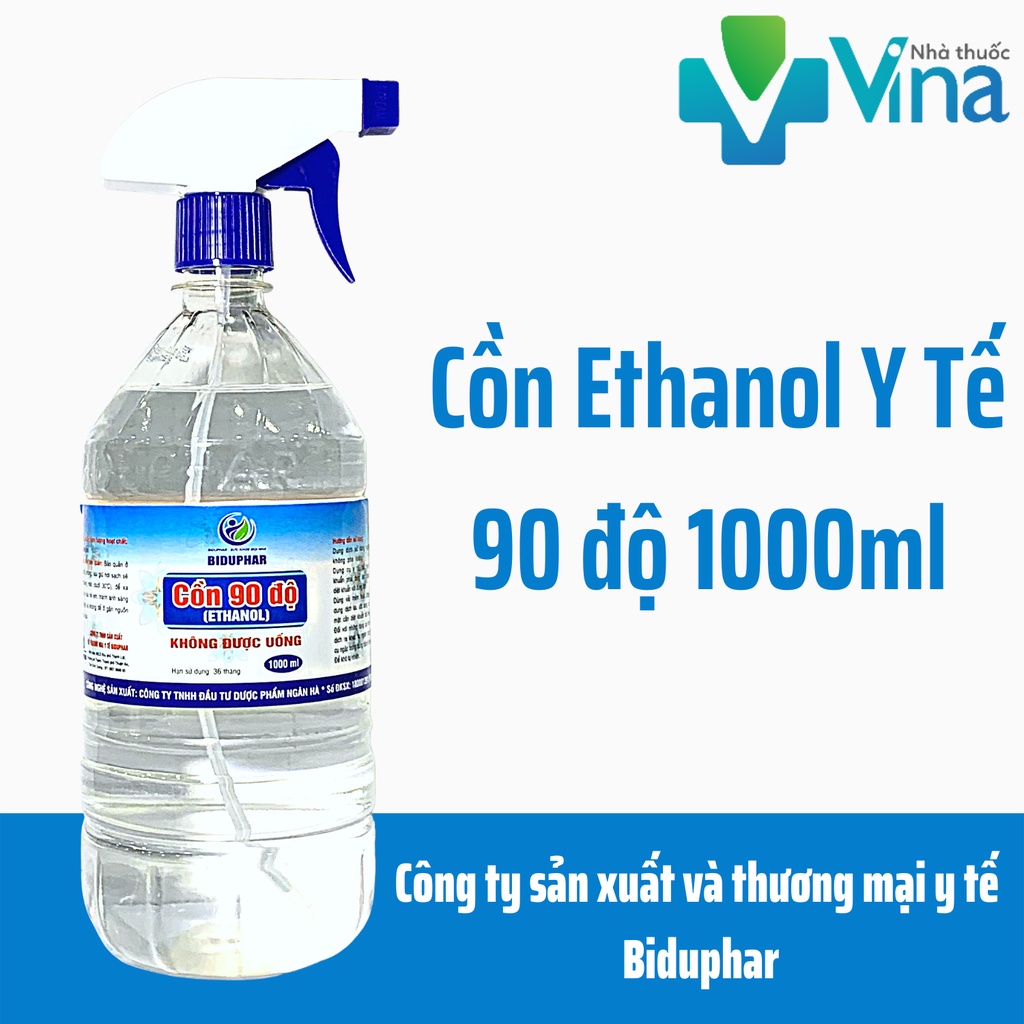 Cồn Y Tế Ethanol 70-90 Độ Sát Khuẩn, 1000ml có vòi xịt