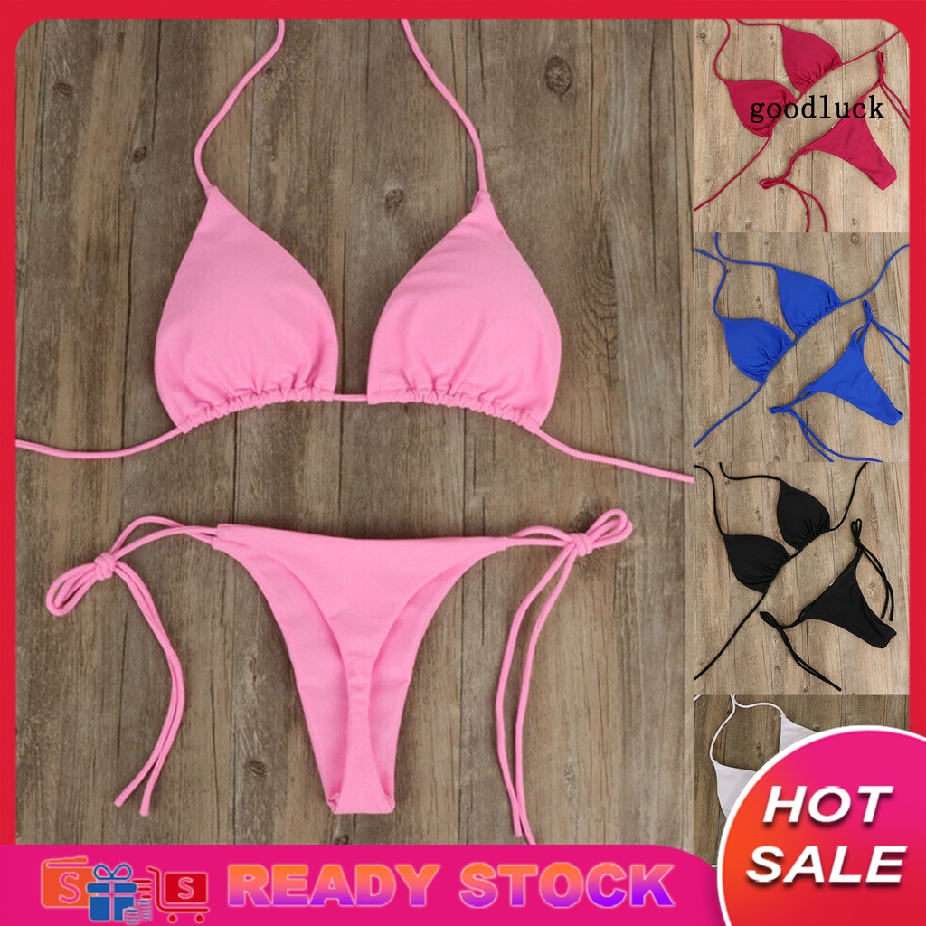 Bộ Bikini 2 Mảnh Màu Sắc Đơn Giản Thời Trang Cho Nữ