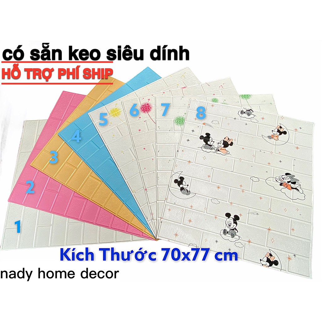 Xốp Dán Tường Gạch Thẻ Hàn Quốc Siêu Dễ Thương - Đa Dạng Mẫu Mã Kích Thước 70x77 Cm