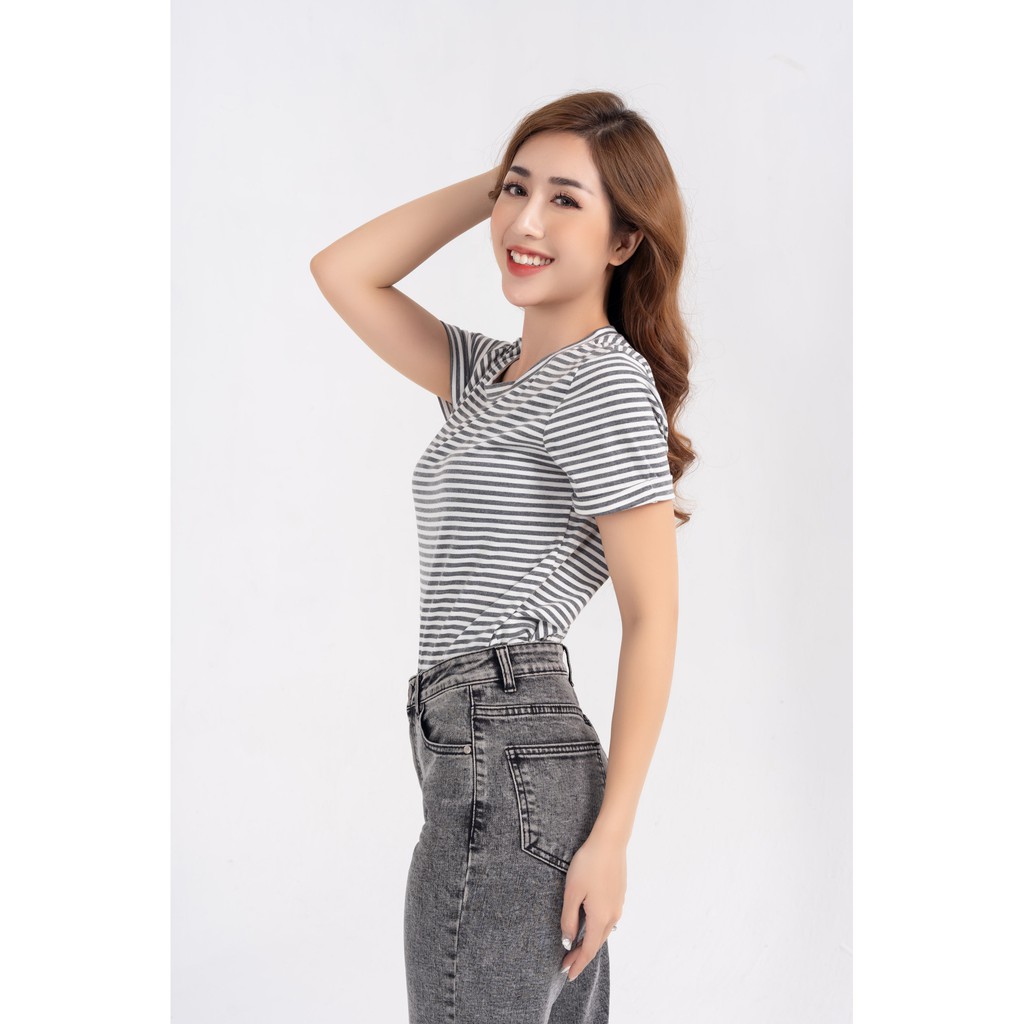 Áo phông Yody nữ kẻ ngang lơ vê mềm mịn PPN4260 | BigBuy360 - bigbuy360.vn