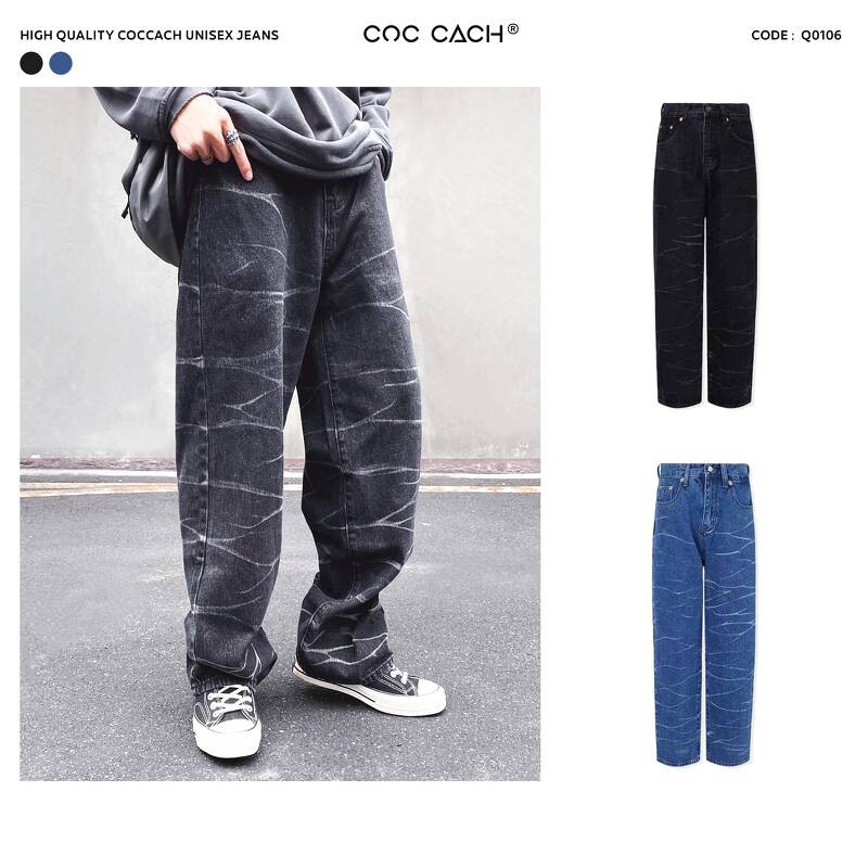 Quần jeans nam nữ hoạ tiết Q0106 by COCCACH