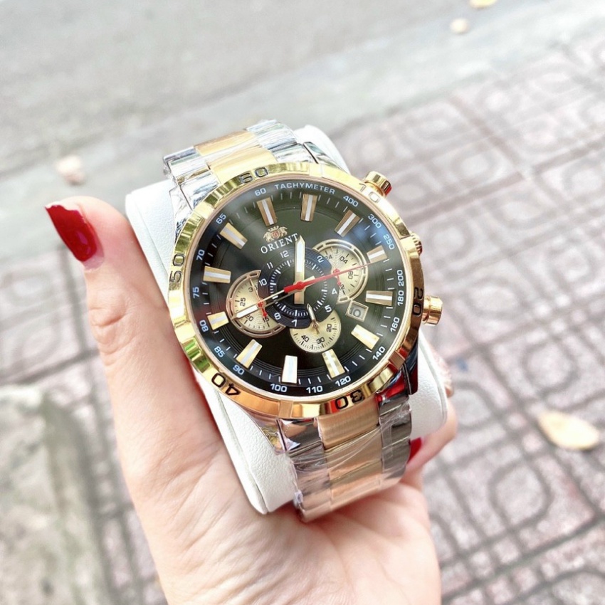 Đồng hồ nam dây kim loại 0rient 6 kim dây demi size 44mm fullbox, vỏ thép không gỉ, chống nước,đồng hồ nam cao cấp