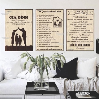 Bảng gỗ quy tắc hạnh phúc, tranh treo tường gia đình, những quy tắc để con có cuộc sống hạnh phúc kích thước 20x30cm