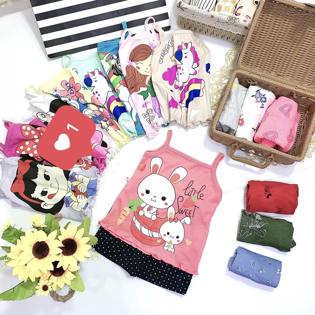 Bộ Quần Áo Cho Bé MYKIDS Bộ Hai Dây Cho Bé Gái In Hình Họa Tiết Siêu Dễ Thương Đáng Yêu Cho Bé Từ 8-18kg