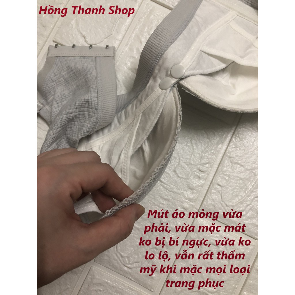 Áo ngực cho con bú có đệm lót, chất vải cotton nguyên chất, thấm hút tốt, thoáng mát vào mùa hè