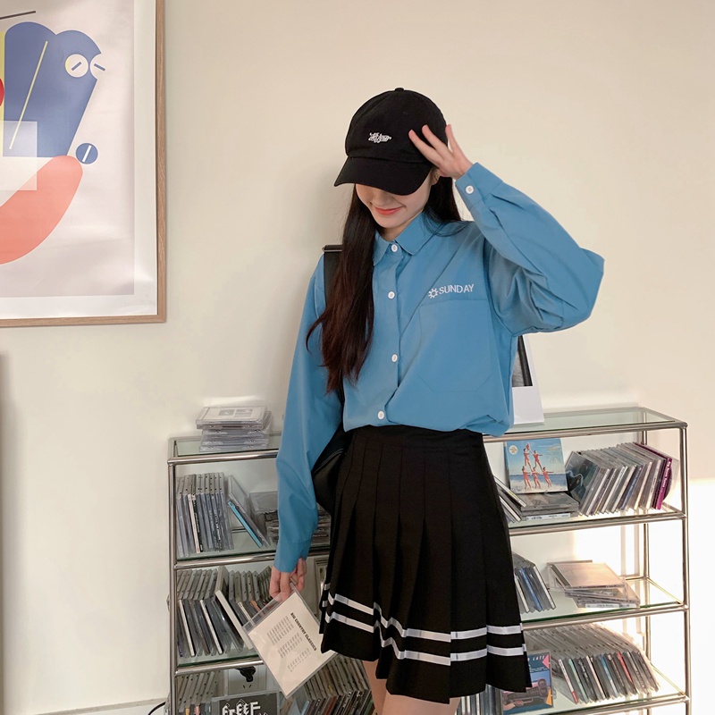 SUXI Áo Sơ Mi Tay Dài Dáng Rộng Thiết Kế Đơn Giản Dễ Phối Đồ Cho Nữ