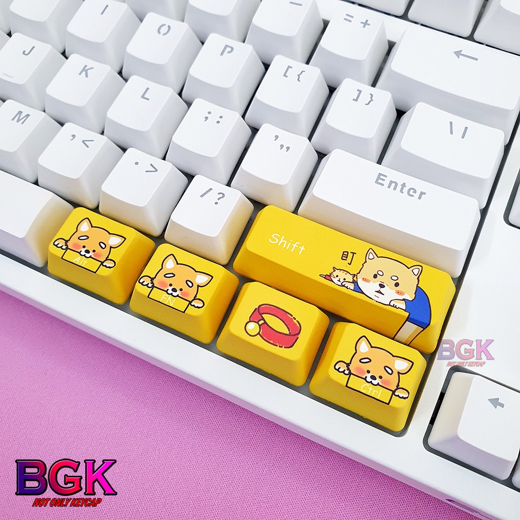 Bộ Keycap PBT 10 Nút chủ đề Shiba Doge Chất Liệu PBT in dye Sub cho màu sắc tươi tắn