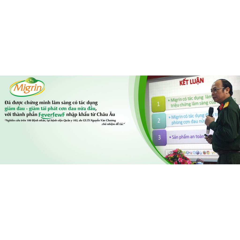 Migrin New - Hỗ trợ giảm hội chứng đau nửa đầu, Hỗ trợ tăng cường lưu thông máu não (Hộp 20 Viên)