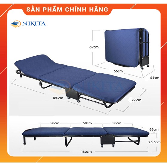 Giường gấp ba khúc Nikita kích thước 65,75,90 và 110cm ngồi tựa như sofa,BH 12 tháng, giảm 20k phí vận chuyển