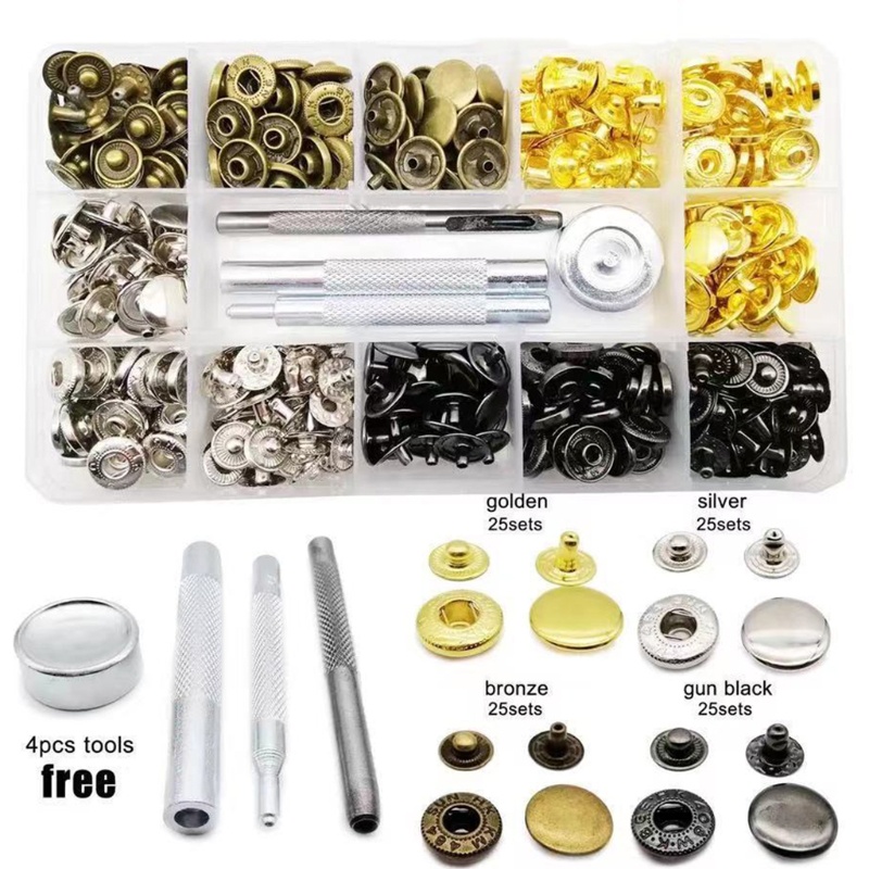 Nút Bấm Kim Loại 12.5mm Kèm Dụng Cụ Hỗ Trợ May Vá DIY