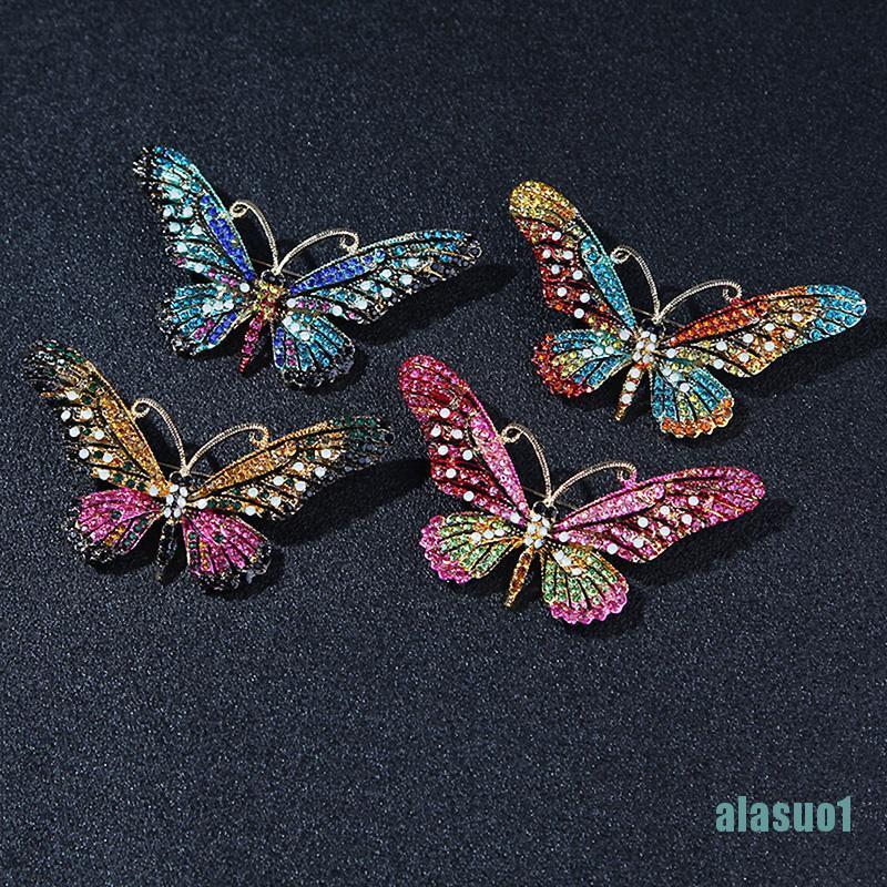 Ghim Cài Áo Hình Bướm Đính Pha Lê Xinh Xắn Cho Nữ