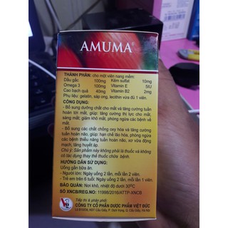 Dầu gấc AMUMA, lọ 60 viên nang mềm