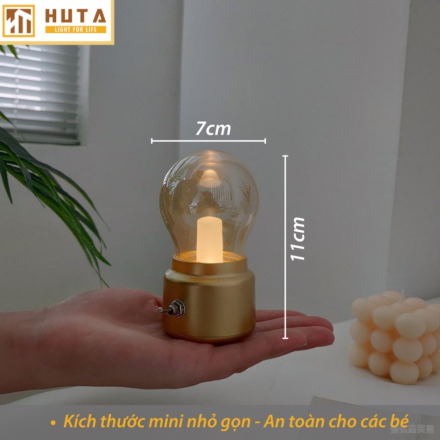 Đèn Ngủ LED Pin Sạc SÁNG 25h LIÊN TỤC, Tích Điện, Ánh Sáng Vàng, Dùng Để Bàn, DECOR Trang Trí  - HUTA shop