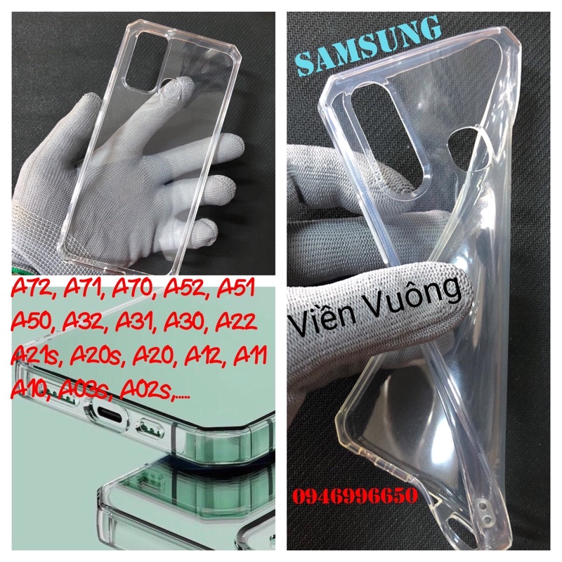 Ốp Lưng Dẻo Trong Cạnh Vuông Chống Sốc Samsung A72 A71 A70 A52 A51 A50 A32 A31 A30 A22 A21s A20s A13 A12 A11 A03s A02