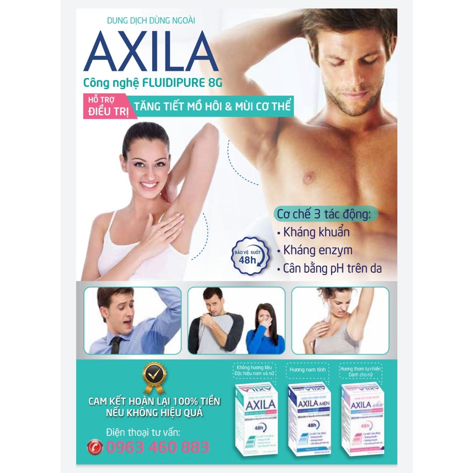 Lăn khử mùi Axila 20ml - Kiểm soát nhờn, mồ hôi và mùi cơ thể. Dùng được cho cả nam và nữ