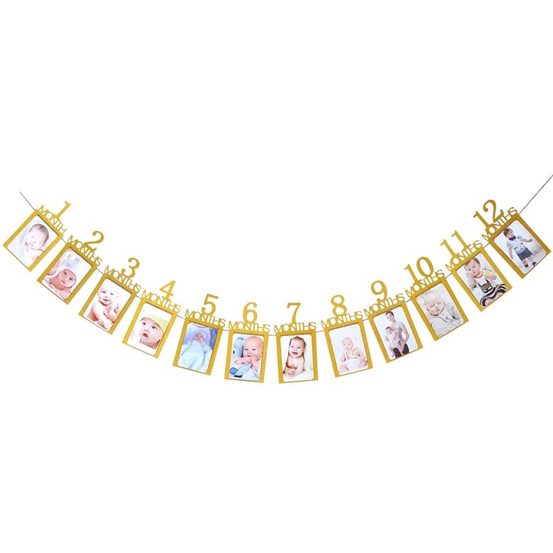 1 set Dây Treo Ảnh 12 Tháng Trang Trí Tiệc Sinh Nhật