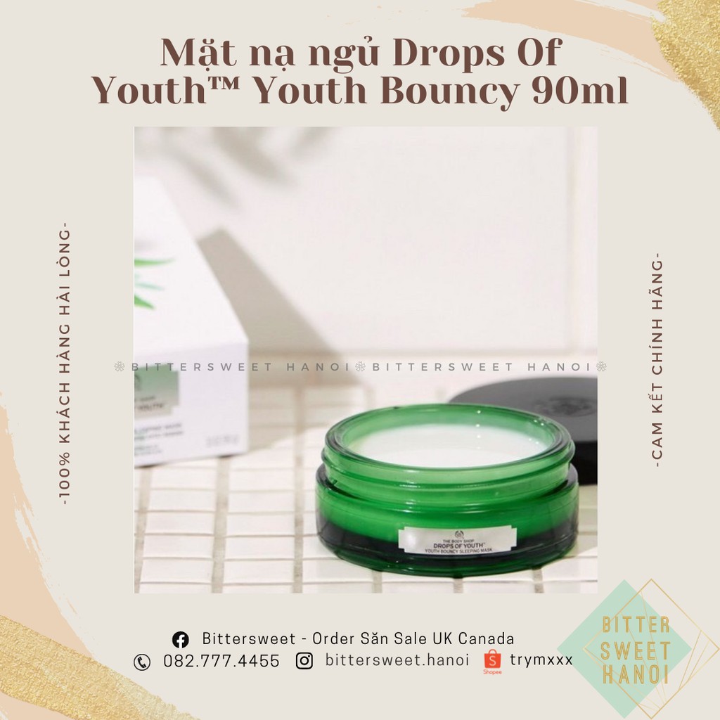 [bản mới 2021] Mặt nạ ngủ Youth Bouncy Sleeping mask Drops of youth The Body Shop 75ml