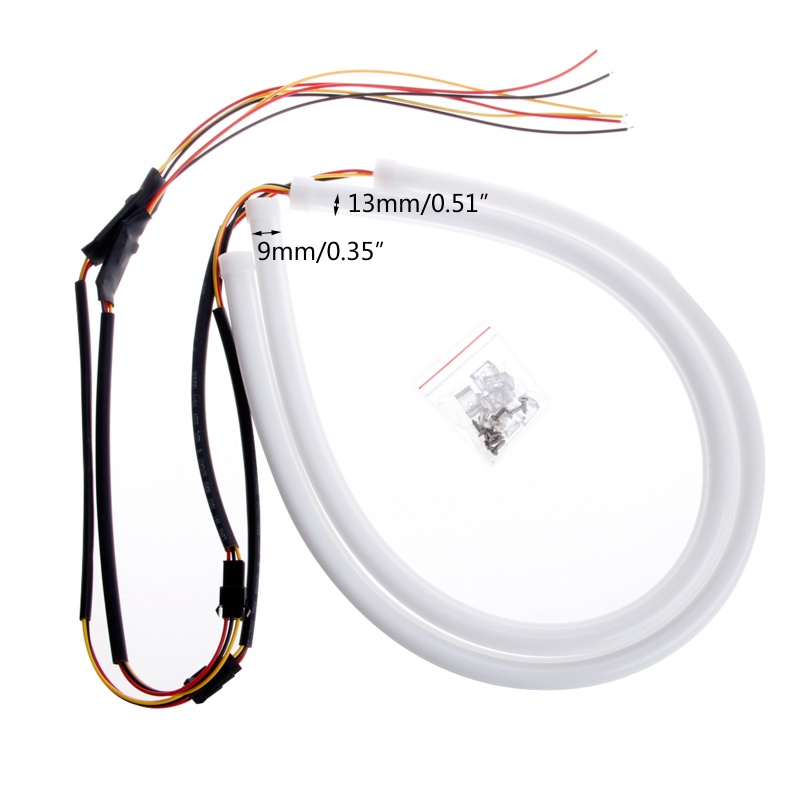 Bộ 2 Dây Đèn LED DC 12V DRL Ánh Sáng Trắng Hổ Phách Cho Đèn Pha Xe Hơi