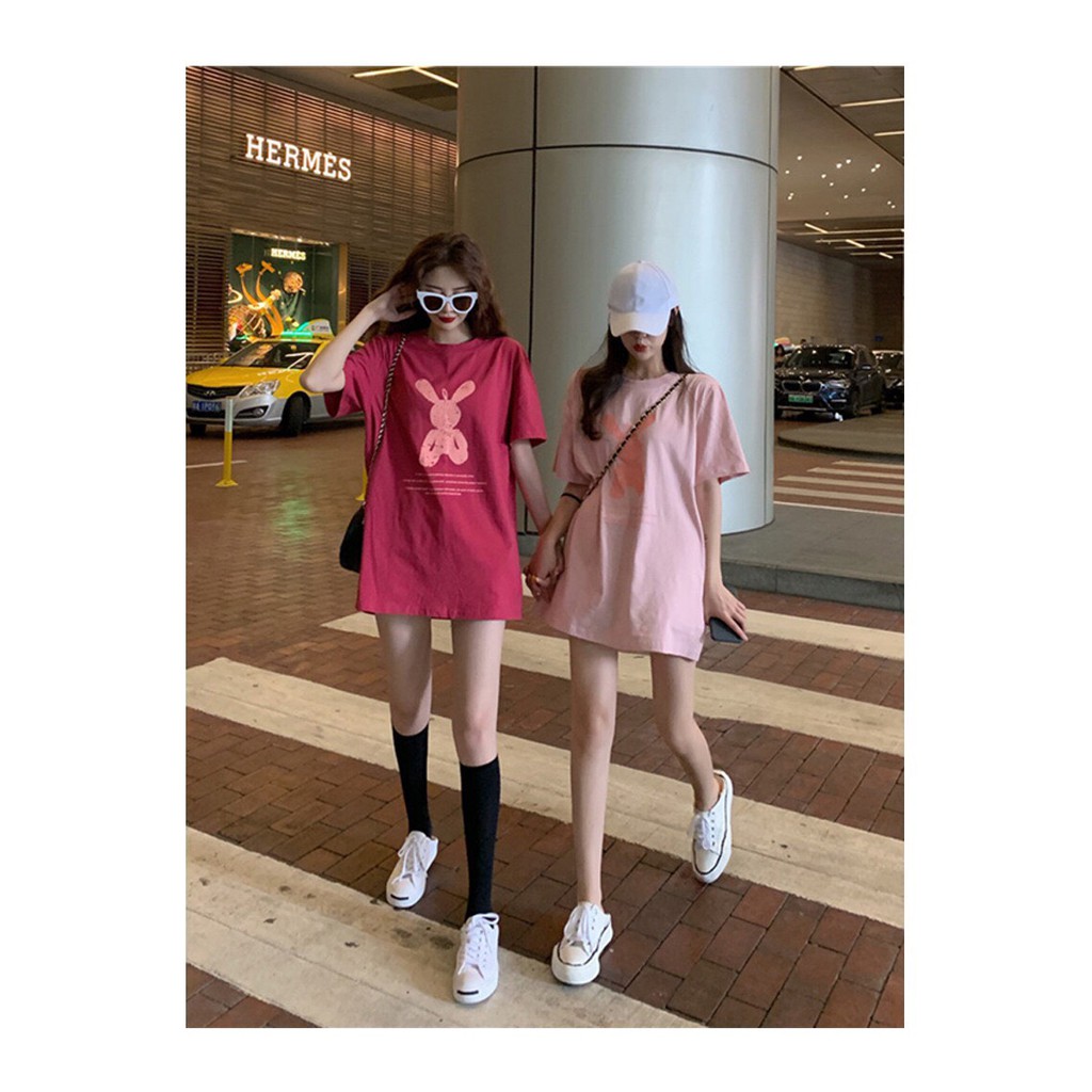 áo thun nữ họa tiết tiết thỏ hồng | BigBuy360 - bigbuy360.vn