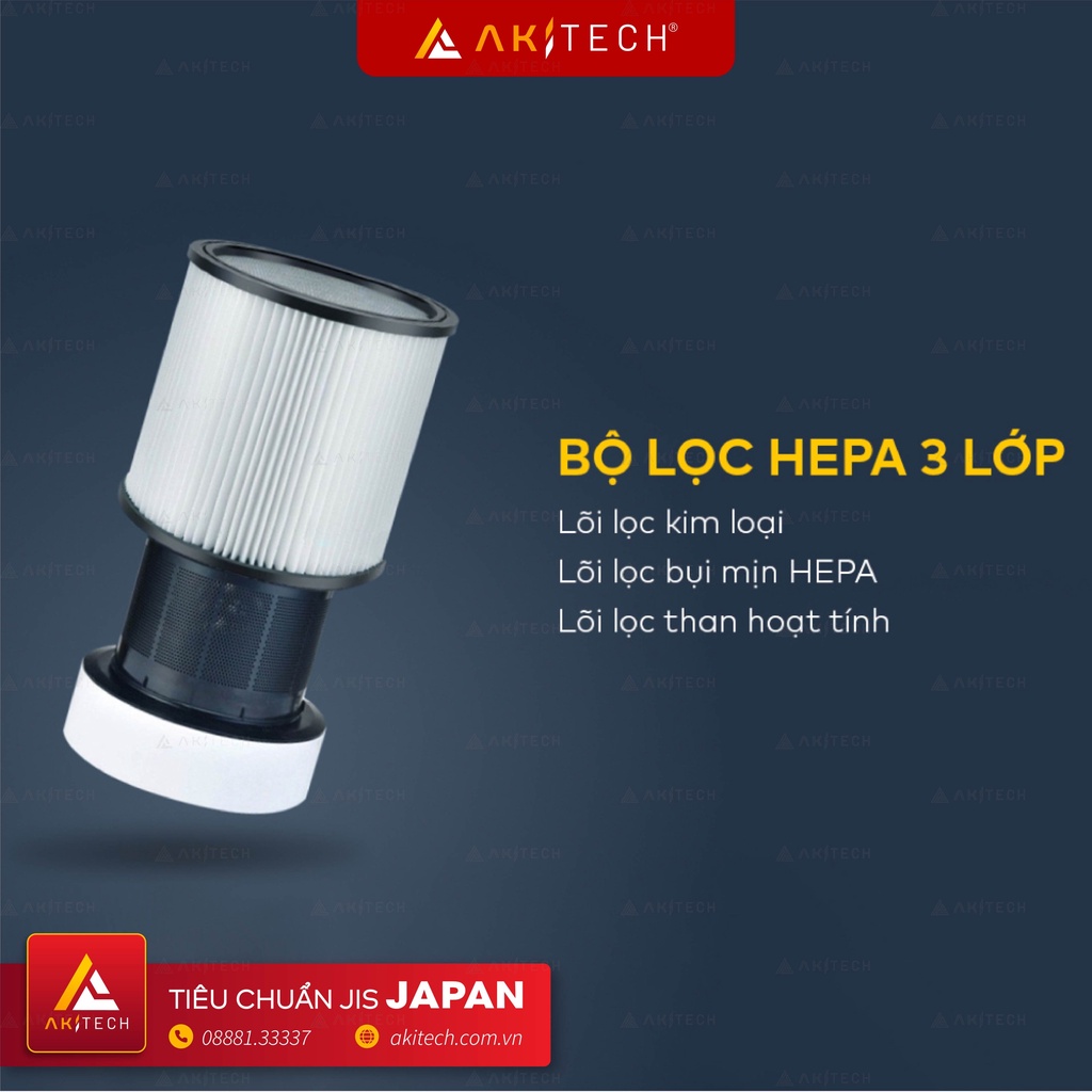 Máy lọc không khí tích hợp quạt không cánh AKI PURIFIER 9 cấp độ gió, tạo ion âm, lõi lọc HEPA H13