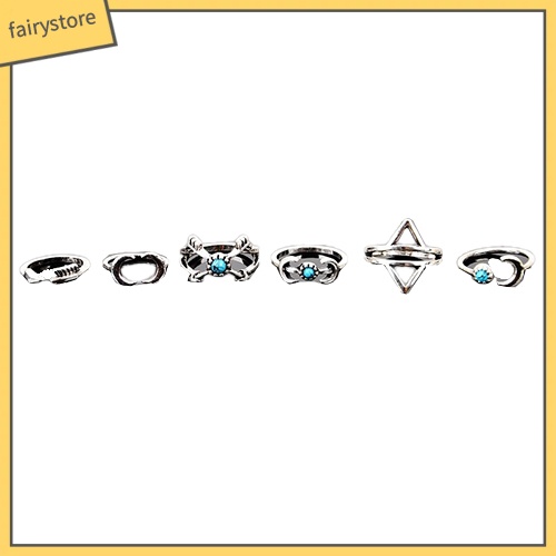 Set 6 nhẫn đeo đốt tay thiết kế đa dạng thời trang cho nữ