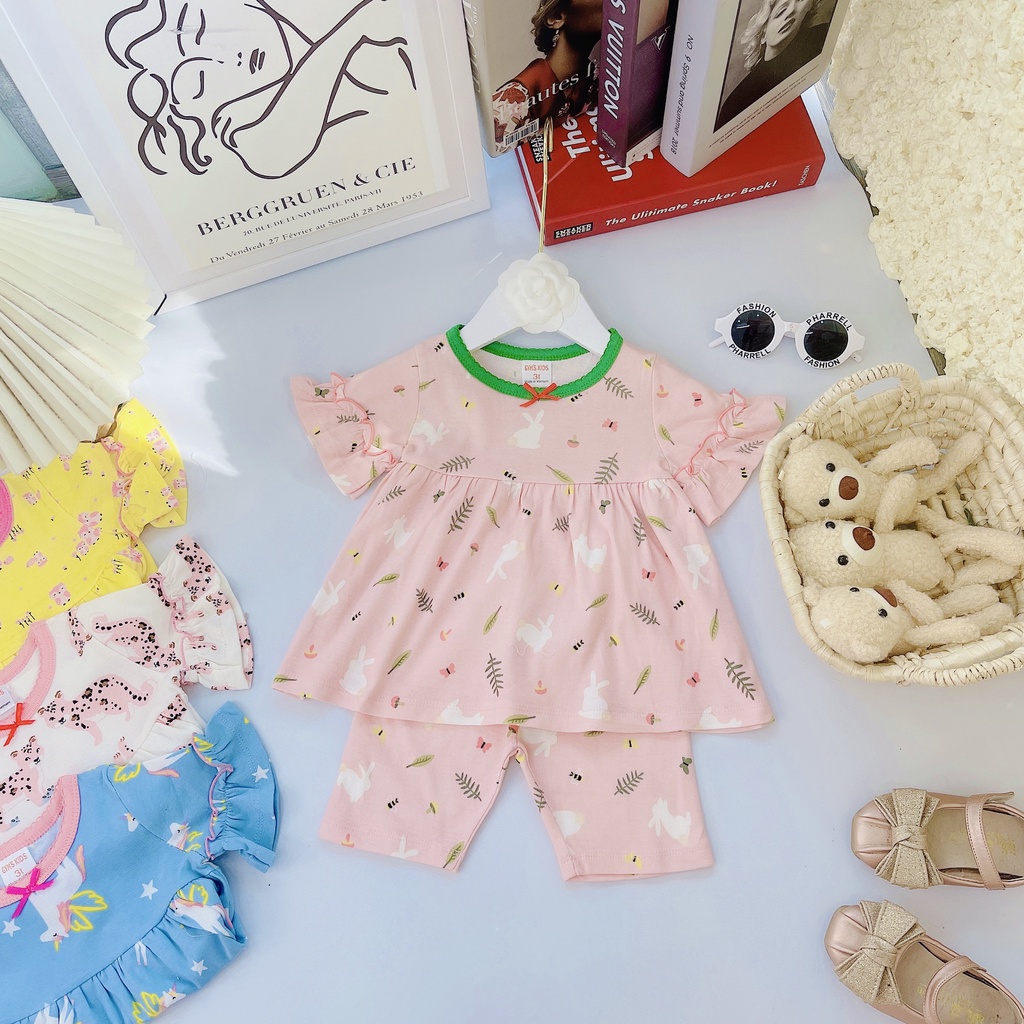 Bộ thun lửng bé gái Bigbaby chất thun cotton mềm thoáng mát nhiều mẫu cho bé 11-22kg (Có ảnh thật)