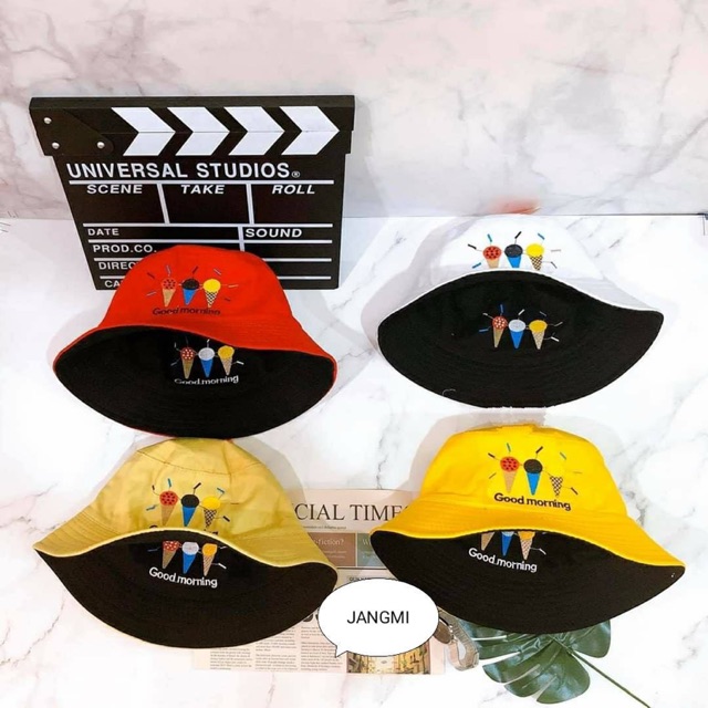 Nón Bucket 2 Mặt Thêu 3 Que Kem