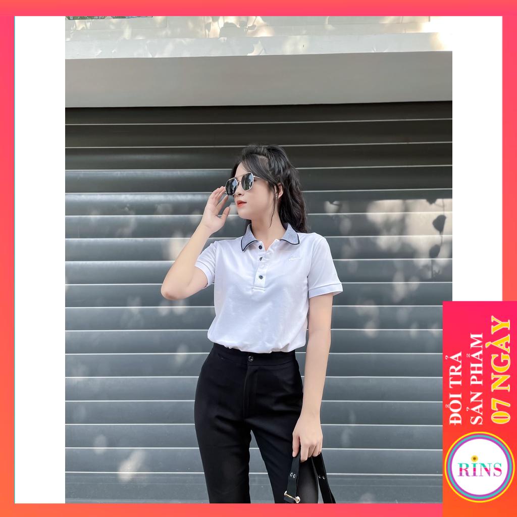 ÁO THUN CỔ TRỤ ÁO POLO LACOSTE TRẮNG VIỀN CỔ SỌC VNXK - COTTON CÁ SẤU 100%