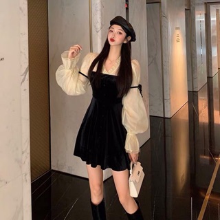 Váy tiểu thư phối tay bồng ulzzang