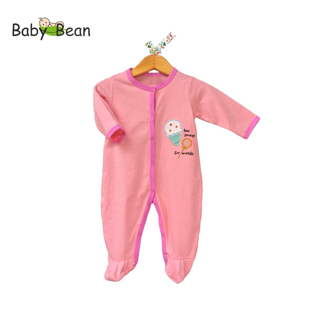 1 Bộ Bodysuit Thun Cotton Dài Liền Tất Bé Sơ Sinh Gái BabyBean (MẪU NGẪU NHIÊN)