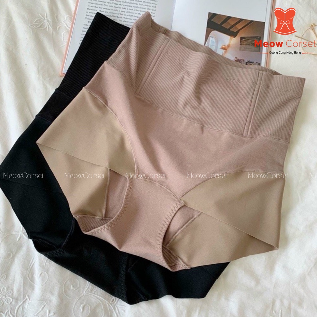 Quần lót nữ cạp cao gen bụng cotton có thanh chống cuộn
