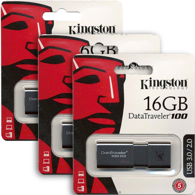 Bộ 3 USB Kingston DT100G3 USB 3.0 16GB - Chính Hãng - Dùng cho Thợ Làm Phim
